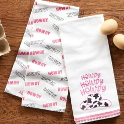 Cowgirl Themed Embroidered Kitchen Towels, Set of 2