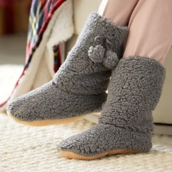 Cozy Sherpa Snuggle Socks Gray Small/Medium