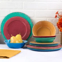 Crackle Lightweight Melamine Dinnerware Set - 12-Pc.