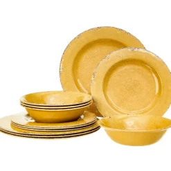 Crackle Lightweight Melamine Dinnerware Set - 12-Pc.