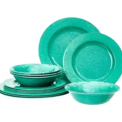 Crackle Lightweight Melamine Dinnerware Set - 12-Pc.