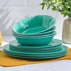 Crackle Lightweight Melamine Dinnerware Set - 12-Pc.