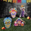Day of the Dead Festive Colorful Stakes - Set of 4