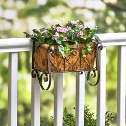 Decorative Fence and Rail Planters for Outdoor Flowers