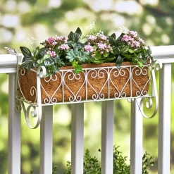 Decorative Fence and Rail Planters for Outdoor Flowers