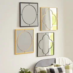 Decorative Flower or Oval Metal Mirrors - Black or Gold