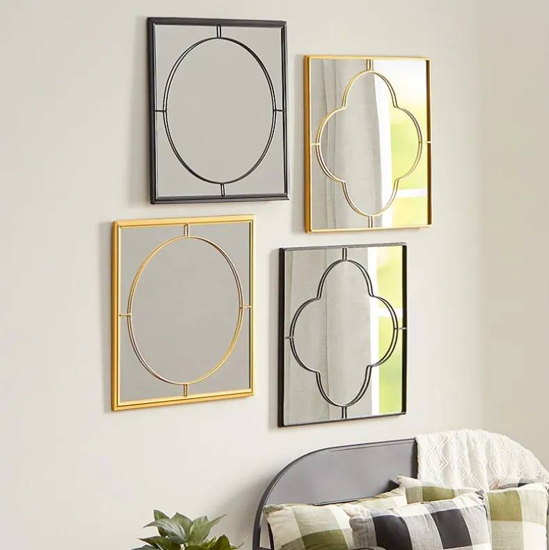 Decorative Flower or Oval Metal Mirrors - Black or Gold