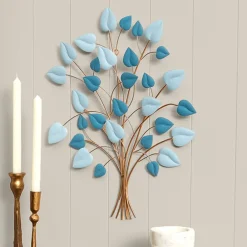 Decorative Metal Wall Tree Décor - Blue/Green, Copper, or Mauve