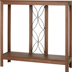 Decorative Wood-Like Console Table or Matching Shelf with Metal Scroll