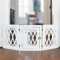 Diamond-Cut Design Pet Gate with Door