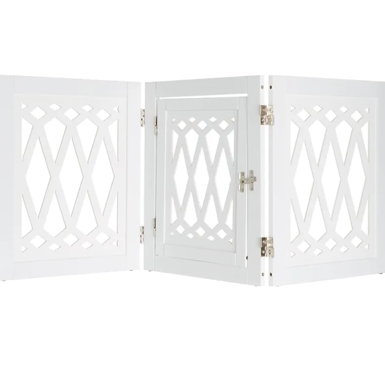 Diamond-Cut Design Pet Gate with Door