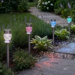 Diamond Solar Color-Changing Stakes - Set of 4