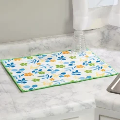 Dish Drying Mat Absorbent Kitchen Counter Mat Floral