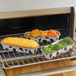 Disposable Cow Printed Oblong Mini Baking Tins - 25 Pack