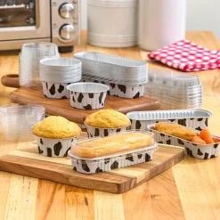Disposable Cow Printed Round Mini Baking Tins - 25 Pack