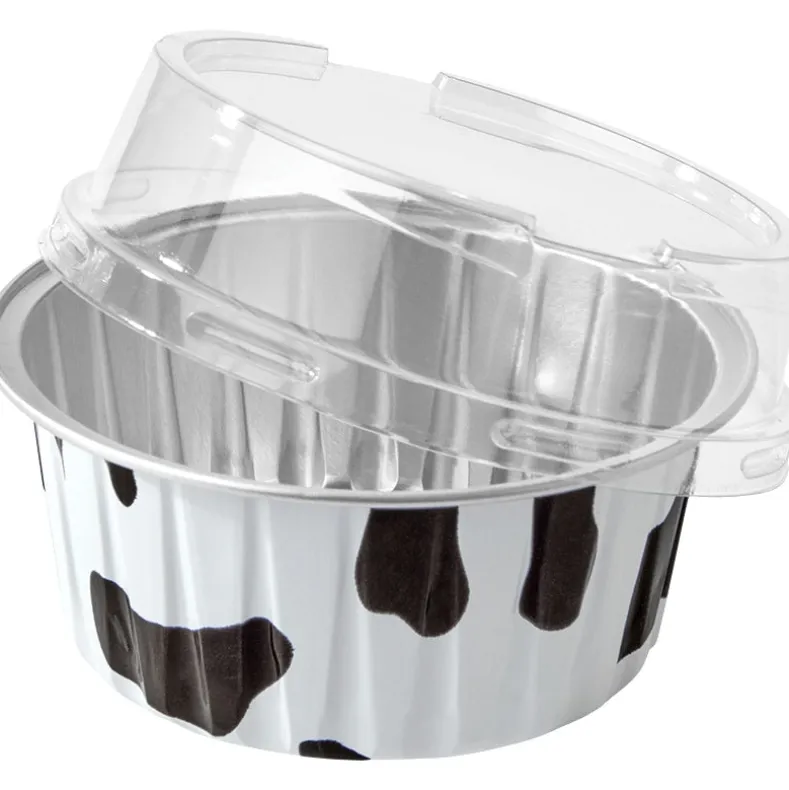 Disposable Cow Printed Round Mini Baking Tins - 25 Pack