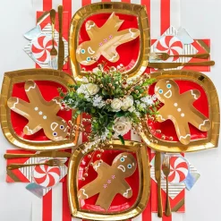 Disposible Gingerbread Men Dessert Plates or Peppermint Napkin Set