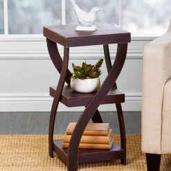 Distressed Twisted Wood Accent Table