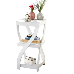 Distressed Twisted Wood Accent Table