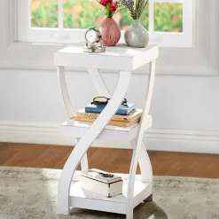 Distressed Twisted Wood Accent Table