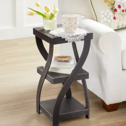 Distressed Twisted Wood Accent Table