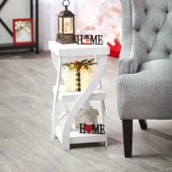 Distressed Twisted Wood Accent Table