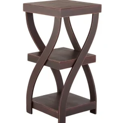 Distressed Twisted Wood Accent Table