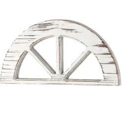 Distressed White Wood Windowpane Arch Mirror