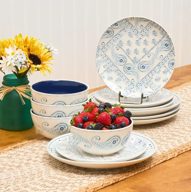 Dolly Parton Stoneware Everyday Paisley 12-Pc Dinnerware Set