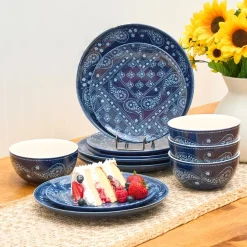 Dolly Parton Stoneware Everyday Paisley 12-Pc Dinnerware Set