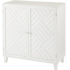 2-Door Gray Cabinet with Chevron Design