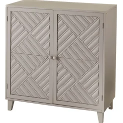 2-Door Gray Cabinet with Chevron Design