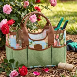 Durable Rose Print Canvas Tool Bag for Gardening