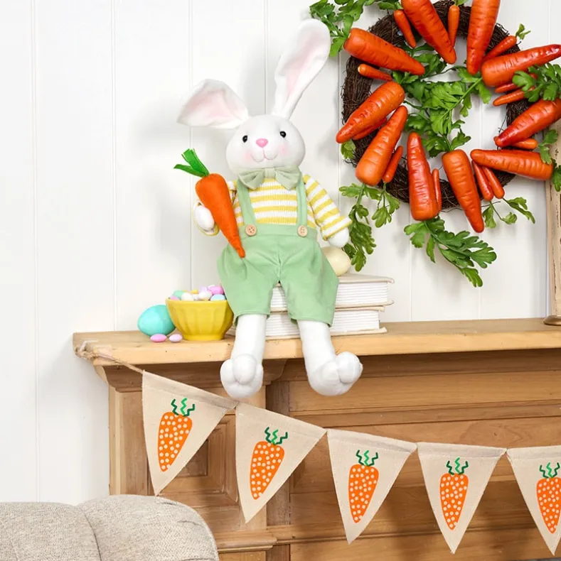 Easter Country Bunnies, Decorative Carrot Garland, or Carrot Wreath