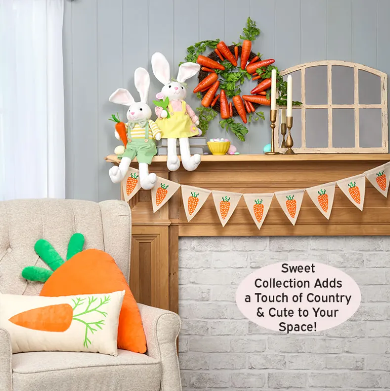 Easter Country Bunnies, Decorative Carrot Garland, or Carrot Wreath