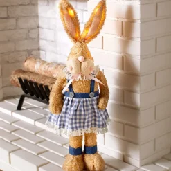 Easter Country Bunnies With Lighted Ears Or Blue Carrot Garland
