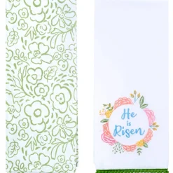 Easter Embroidered Religious Kitchen Towels, Set of 2