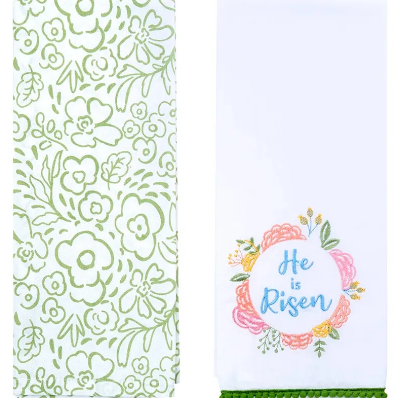 Easter Embroidered Religious Kitchen Towels, Set of 2