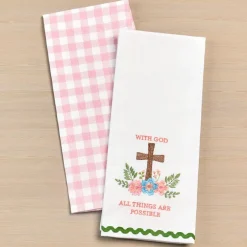 Easter Embroidered Religious Kitchen Towels, Set of 2
