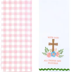 Easter Embroidered Religious Kitchen Towels, Set of 2