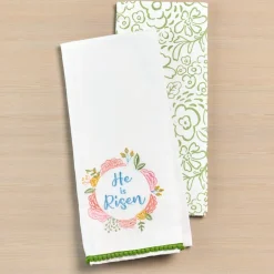 Easter Embroidered Religious Kitchen Towels, Set of 2