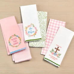 Easter Embroidered Religious Kitchen Towels, Set of 2