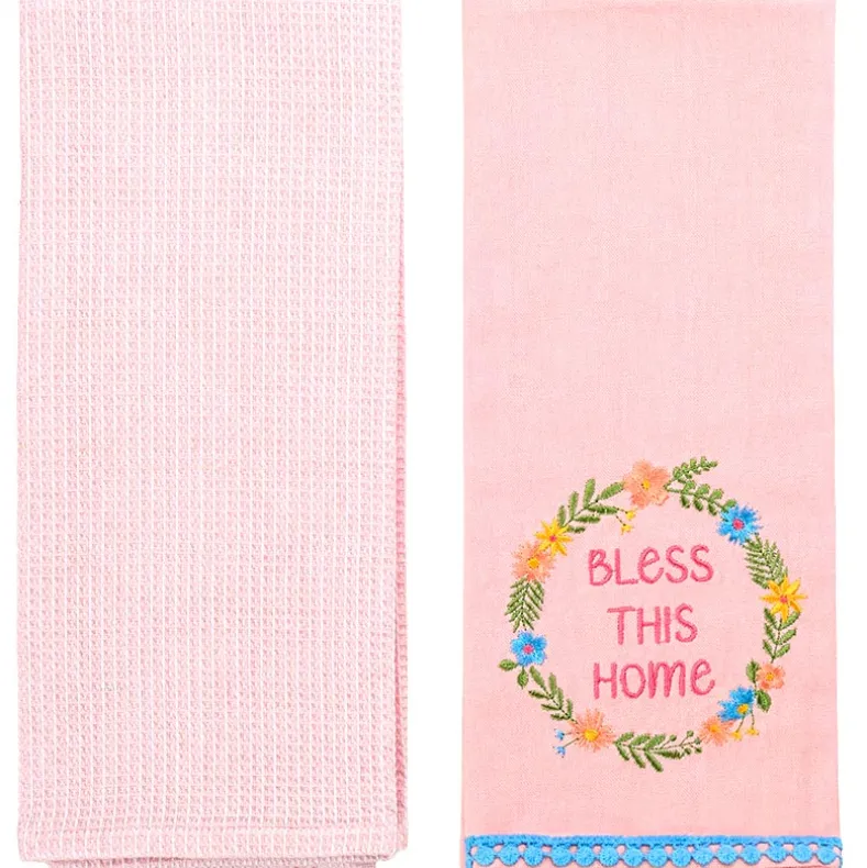 Easter Embroidered Religious Kitchen Towels, Set of 2