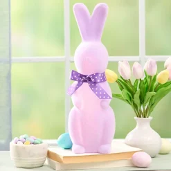 Easter Flocked Lighted Bunny Tabletop Décor - Green, Pink, Or Lavender