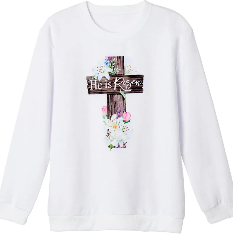 Easter He Is Risen Cross Sweatshirt