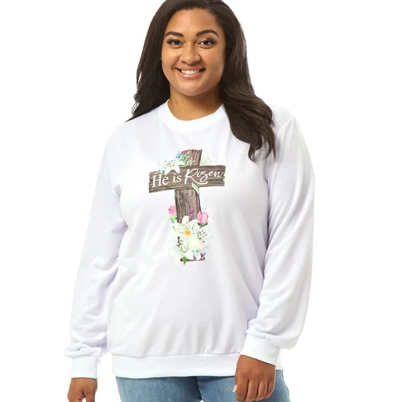 Easter He Is Risen Cross Sweatshirt