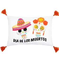El Dia de Los Muertos Embroidered Decorative Pillow