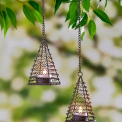 Elegant Solar Tea Light Danglers Set of 2
