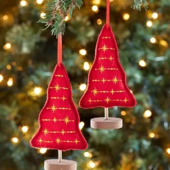 Embellished Plush Tree Ornaments Set of 2