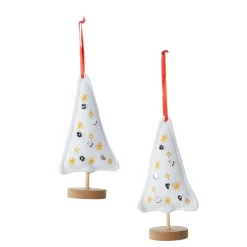 Embellished Plush Tree Ornaments Set of 2